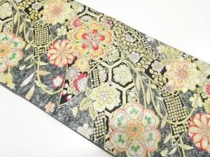 熨斗に桜・菊模様織り出し　振袖用袋帯